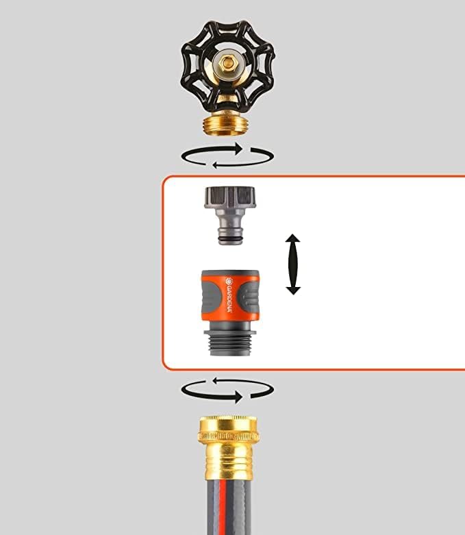 GARDENA (18271) 5-Piece Premium Metal Quick Connect Hose Fittings: Hose Quick Connect Kit for 5/8 Inch or 1/2 Inch Hose - Quickly Connect Garden Hoses, Sprinklers, Spray Nozzles, and Accessories. - Image 2