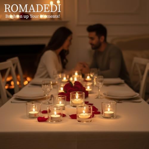 Romadedi Votive Tea Light Candle Holders, Mini Clear Glass, 12 pcs - Image 2