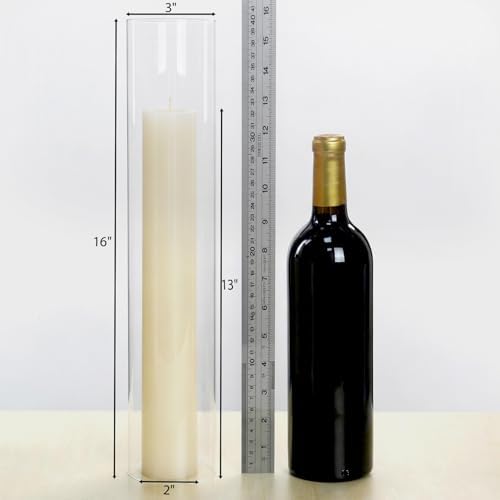 CYS EXCEL 6 PCS (H:16" D:3") Open Ended Clear Glass Hurricane Candleholder Tube Lamp Shade Open Flame Candlestick Holder Chimney Tube Cover Bottomless Cylinder - Image 3