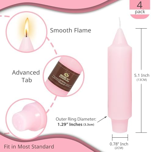 NJAO HOO 5 Inch Short Taper Candle Valentine's Day Candlesticks Red Unscented Dripless for Date Home Dinner Decor Party, 4 Pack - Image 2