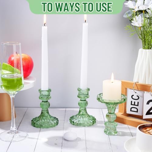 Maxcheck Set of 6 Glass Taper Candle Holders,Green - Image 5