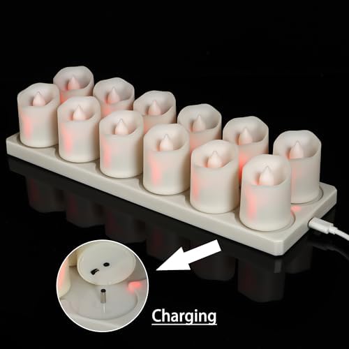 12 Pack USB Rechargeable Tea Lights Candles with Remote and Timer - Image 3
