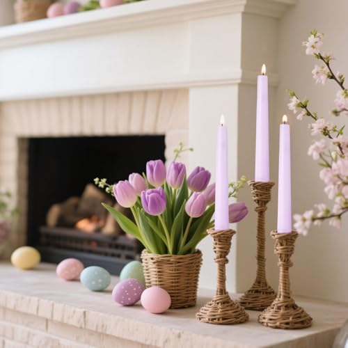 12-Pack Pale Purple Taper Candles, 10 Inch Unscented Dripless Candlesticks, Long-Lasting Burn Time of 6-7 Hours, Perfect for Home Décor, Weddings, and Events - Image 2