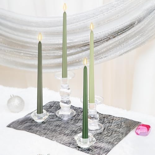 MTLEE 32 Pcs 10 Inch Long Taper Candle Stick Smokeless, Gradient Green - Image 3