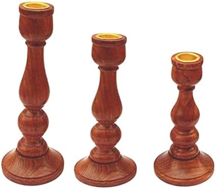 Wooden Candle Holder Set of 3 Pcs - Living Room Decor for Elegant Home Ambiance - Handcrafted Rustic Candle Holders for Holiday Table Centerpiece and Sister Gifts Ideas (Piller) by ZYNTIX