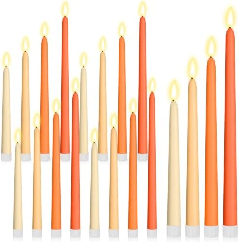 Rossesay 24 Pcs Flameless LED Taper Candles Battery Operated Candle 8.5", 9.65", 10.8", 12.8" Flameless Candlesticks Flickering for Christmas Church Wedding Indoor Decoration(Classic, Orange) by Rossesay