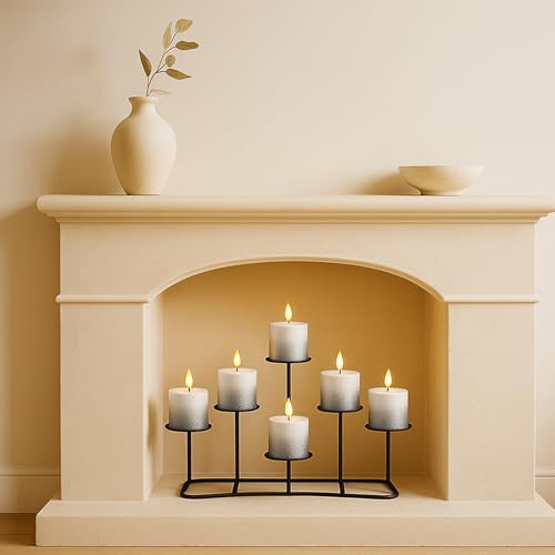 Smtyle Fireplace Christmas Candelabra Candle Holder - Black Matte Geometric Multi Tier Design, Stable Base, Perfect for Pillar Candles, Modern Minimalist Home Decor Accent - Image 3