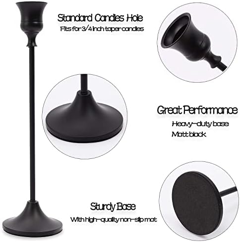 Matte Black Taper Candle Holder Set of 6, Tall Candlestick Holders - Image 3
