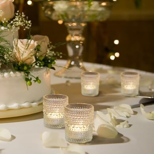 Clear Votive Candle Holders Set 24 PCS Hobnail Glass Tealight Candle Holders for Spring Decor, Easter, Weddings, Birthday Table Centerpiece Decorations - Image 5