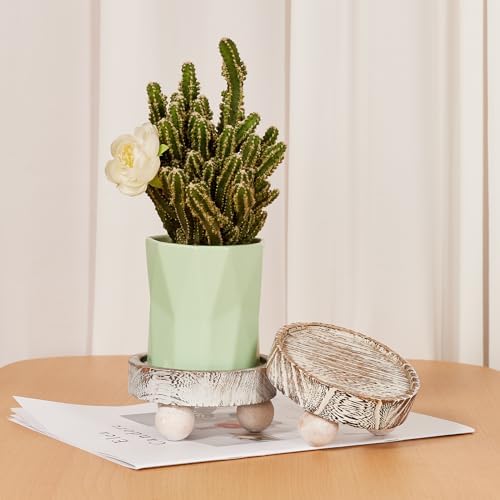 VIVIRBIEN 3PCS Wood Risers for Decor Mini Wooden Stool Display Stand with Removable Feet Farmhouse Rustic Decor Risers for Display Decorative Wood Pedestal Stand for Candles, Plants, Cups - Image 6