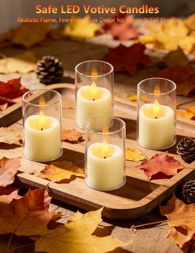 Rechargeable Acrylic Flameless LED Tea Lights with Timer, Flickering Warm Glow Votive Candles, Remote Battery Operated Set for Game Day Decorations, Holiday & Daily Table Decor (Set of 6, White) - Image 6