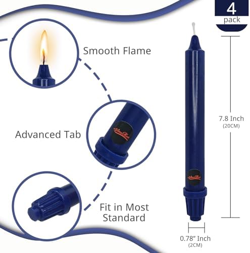 NJAO HOO Indigo Candlesticks 8 Inch Unscented Taper Candle Dripless Handmade Colored Candles for Home Decor Dinner Table Kitchen and Bedroom, 4 Pack - Image 3