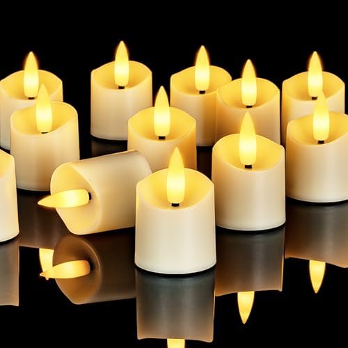 Homemory 12 Pack Timer LED Flameless Votive Tealights, Ivory Base by Homemory