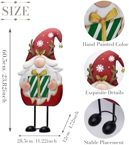 TERESA'S COLLECTIONS Christmas Gnome Outdoor Metal Red White Santa Decor - Image 5