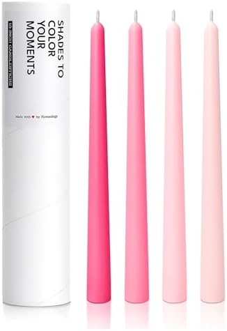 10" Classic Taper Candles, Pink Shades, 4-Pack, 7-8 Hours Long Burning, Unscented Tall Candlesticks by Unknown