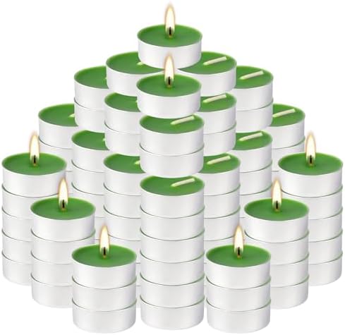100 Pack Scented Tealight Candles 4 Hours, Spring Aromatherapy Candles for Votive Home, Wedding Holiday and Emergency (Dark Green) by fclayvts
