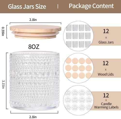 DARJEN 12 Pcs 8oz Glass Candle Jars with Lids, Candle Tins-Clear - Image 2
