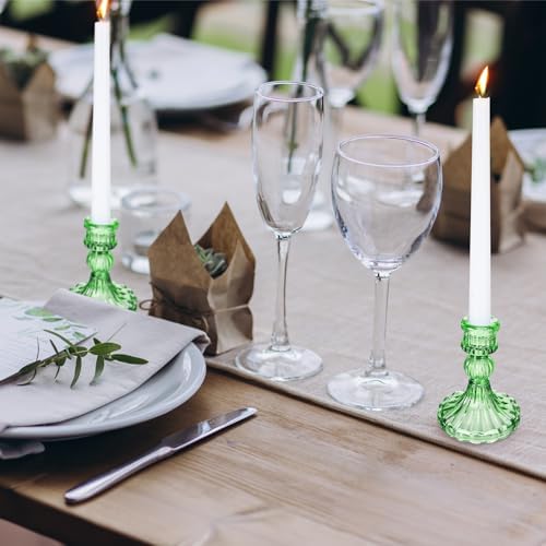 Maxcheck Set of 6 Glass Taper Candle Holders,Green - Image 6
