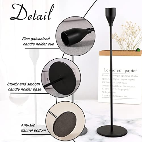 6Pcs Matte Black Candlestick Holders, Tall Taper Candelabra Stands fits 3/4 inch Thick Pillar Candle Stick, Elegant Decor Set for Table Centerpiece, Floor, Fireplace as Date, Festival, Fitting. - Image 2