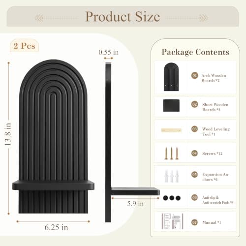 VIS'V Wall Mount Candle Sconces, Wooden Candle Holder Decor, Black, 2 Pcs - Image 5
