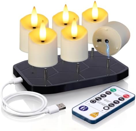 Homemory 6 Pack Rechargeable Tea Light Candles with Remote, 2/4/6/8H Timer by Homemory