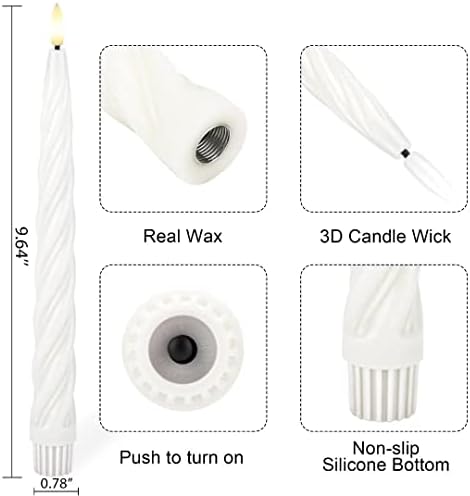 Flameless Taper Candles with 3D Wick, Wax LED Candles with Remote & Timer - Image 2