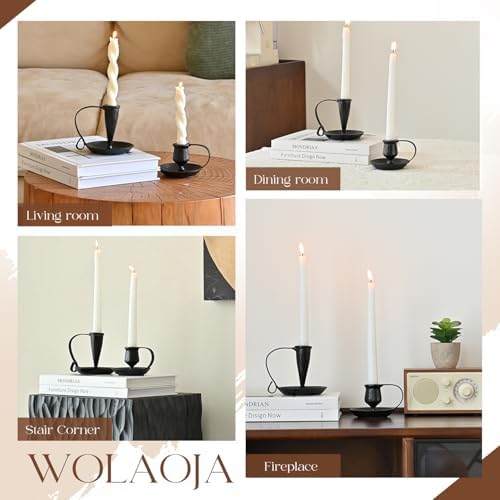 Set of 2 Vintage Candle Holders, Black Candle Sticks Holder Decor, Modern Decorative Tapered Candlestick Holders Centerpiece for Dining Table Centerpiece, Party Decor - Image 5