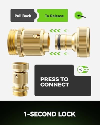 RainPoint Garden Hose Quick Connectors, Heavy Duty Solid Brass 3/4 Inch GHT, Universal Leak-Proof Fittings for Easy Water Hose Connection (2 Sets) - Image 3