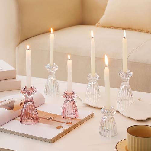 Lysenn Glass Candlestick Holders, Taper Candle Holders Set of 3, Iridescent - Image 5