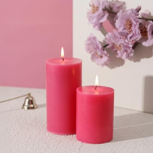 3x6 Inch Light Pink Pillar Candles Set of 3 - Unscented Pillar Candle - Image 2