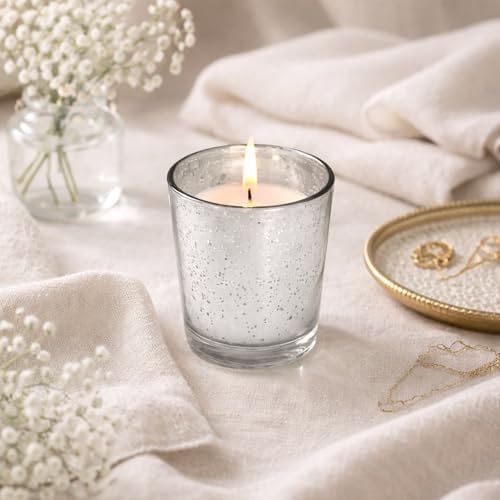 Hosley Set of 24 Silver Mercury Filled Glass Votive Candles. Ideal Gift for Weddings, Bridal Showers, Parties, Home Decor, and Special Events - Image 4