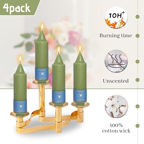 Handmade Unscented Taper Candles Sage Grass Green Candles 5 Inch Short Candle Sticks Smokeless Long Lasting Burn Candle for Christmas Holiday Gifts Home Decoration 4 Pcs - Image 4