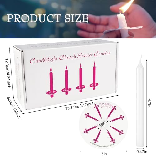 100Pack 4inch White Church Service Taper Candles with 3 Inch Paper Drip Catchers，Smokeless and Unscented | Ideal for Prayers, Vigil,Memorial Services, Religion,Shabbat, Prayer Candles - Image 4