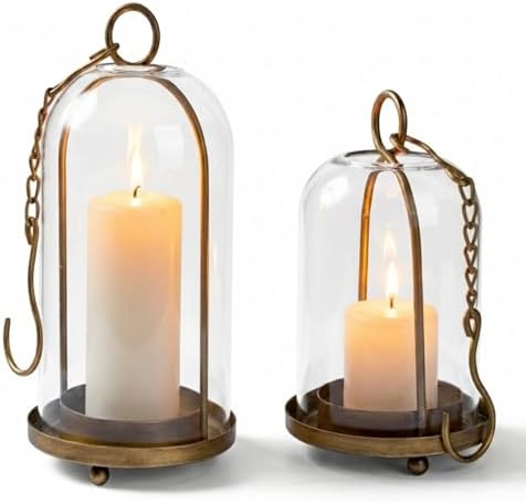 Hurricane Glass Candle Holders Set of 2-5.3"×11.8" & 3.9"×7.8" by Unknown