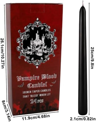 24 Pack Halloween Bleeding Candles, Black Gothic Taper Candles with Realistic Blood Drip Effect, Vampire Decor for Haunted Houses, Horror Theme Parties, Gothic Home Decorations, 9.8 Inch - Image 2
