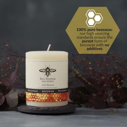 Big Dipper Wax Works 100% Beeswax Pillar Candle, 3 x 3.5 in, Ivory - Image 3
