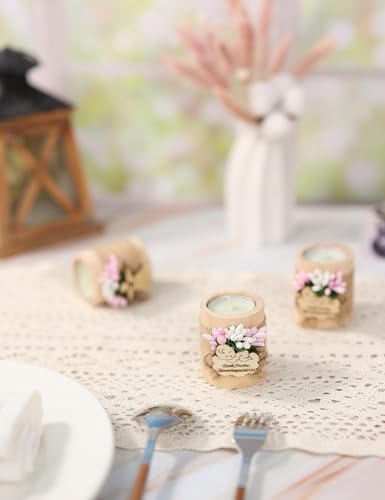 Ju's Favors Wooden Candle Holders (Set of 10), Baby Shower Favors, Candle Favors for Guests, Baby Christening Party Favors for Guests.(Light brown-pink) - Image 6
