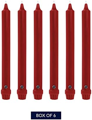 Colonial Candle Unscented Taper Candle, Classic Collection, Red, 10 in, Pack of 6 Candlesticks - Up to 8 Hours Burn - Image 2