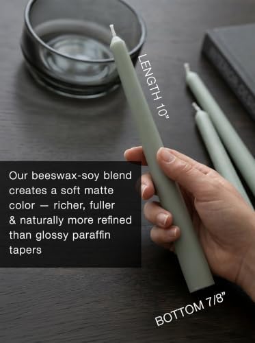 6PK 10" Classic Taper Candles, Sage Green, 7-8 Hours Long Burning, Unscented Tall Candlesticks - Image 2