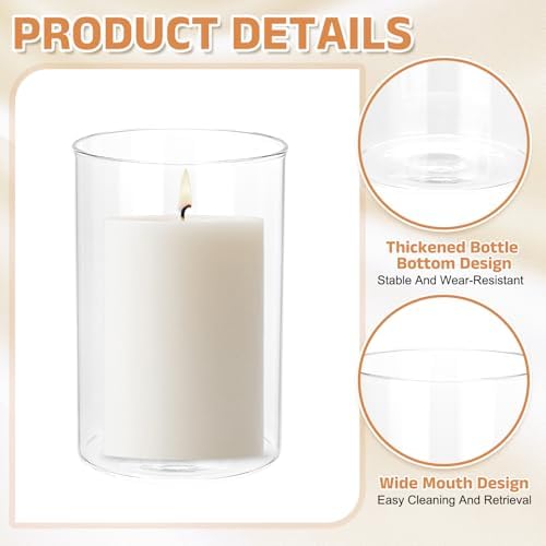 uxcell Hurricane Candle Holder (H:5.9" OD:4"), Pillar Floating Candles Holder Clear Glass Cylinder Flower Vases for Table Centerpiece Wedding Party Home Decoration 2Pcs - Image 4