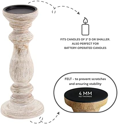 JFY Designs Ivora Wood Candle Holders for Pillar, Farmhouse Fireplace Décor - Image 6
