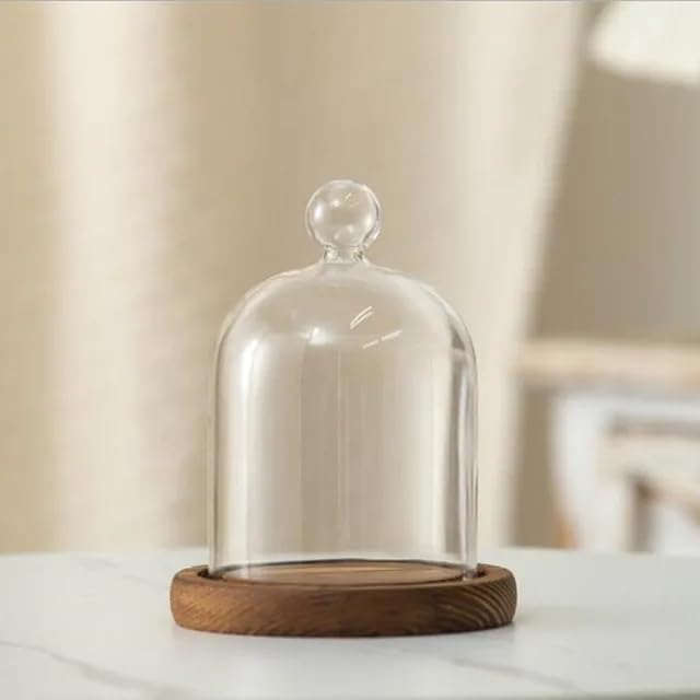 12 * 16cm Big Size Antique Base Different Top Glass Dome Vase Home Decoration Transparent Candle Cover Wedding Friend Favor Gift (1set Ball Dome Base) by BDMYFNSENERETY