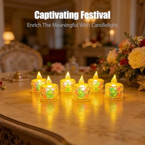24 Pack Crystal Candle Lights,Battery Operated Candle,100+Hours Fake Electeic LED Tea Lights for Votive,Centerpiece Table Decorations - Image 4