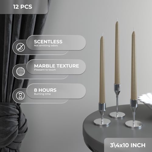 CANDWAX 10 Inch Taper Candles Sand Decor Unscented Candle Sticks 12 Pack - Image 2