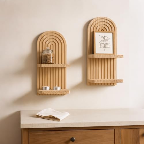 Artilady Boho Shelf Wall Decor, Wood Hanging Shelves for Storage Display - Image 4