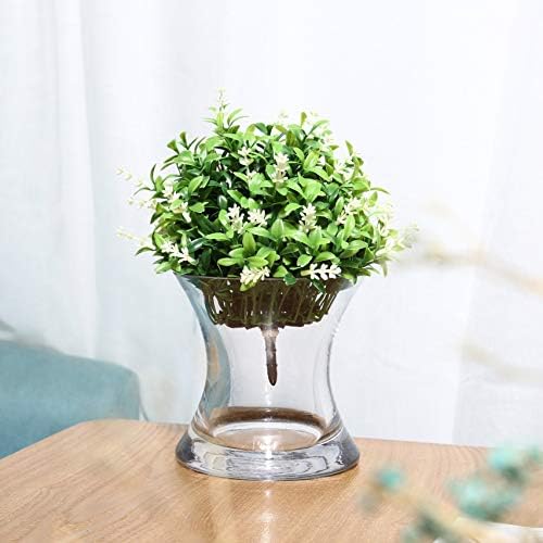 WGV Unique Bouquet Vase Bulk, 7" W, 7" H, Clear Short Hurricane Concaved Neiman Glass Floral Container, Home Wedding Event Decor, 8 Pieces (VHV0707) - Image 4
