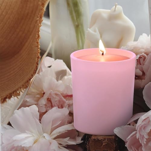SHOWIN 8 OZ Thick Candle Jars for Making Candles 15 Pcs, Empty Jars with Wood Lids for Candle Making, Sample Container, Matte Pink - Image 5