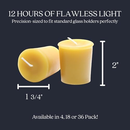 Bluecorn Beeswax Votive Candles, Yellow, 36 Pack - Image 3