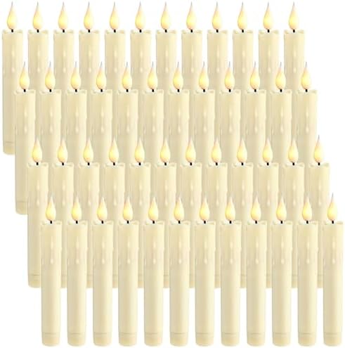 Baquler 48 Pcs 6.5" Ivory Flameless Taper Candle LED Stick Battery Operated by Baquler
