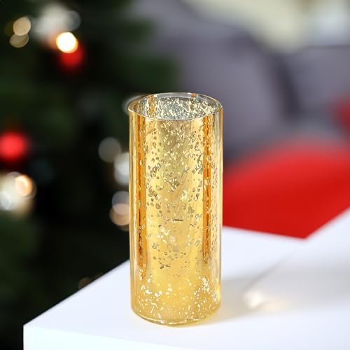 WGVI Hurricane Candle Holder Sleeve, W: 4", Ht: 10", Gold Speckled Glass Cylinder Open Both Ends, Chimney Tube Shade, 6 Piece - Image 6